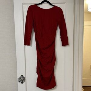 Nicole Miller Deep Red Long Sleeve Dress